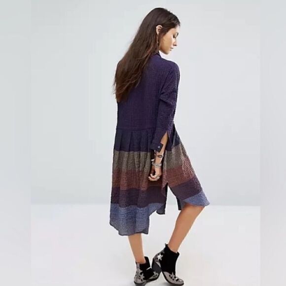 Free People Ray of Light Button Down Waffle Knit Shirt Dress - Picture 2 of 8